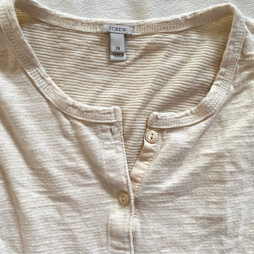 J. Crew Long Sleeve Button-up Henley in Ivory/Straw - Picture 2 of 4